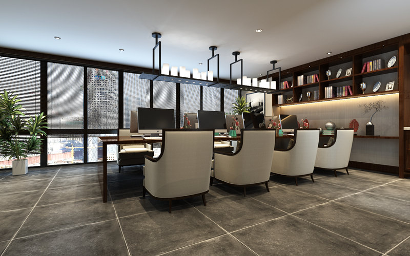 新中式<a href=http://m.invnip.cn/tags-457.html target=_blank class=infotextkey>辦公室裝飾設計</a>效果圖